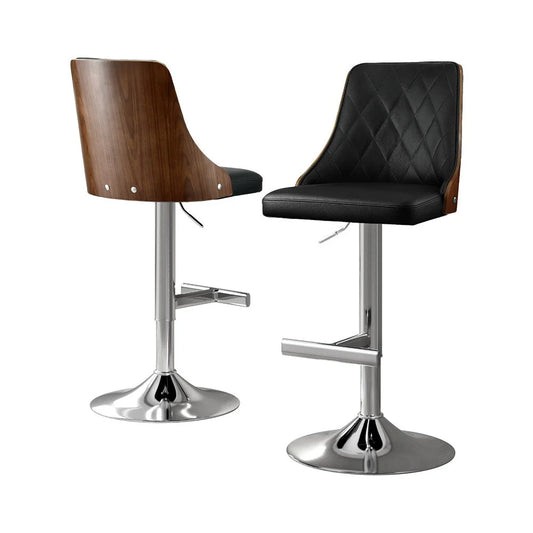 Bar stool swivel with cushioned seat and curved backrest
