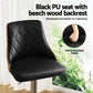 Set of two black leather swivel bar stools
