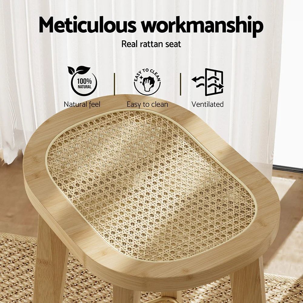 Artiss 2x Bar Stools Bamboo Rattan Stool Counter Chair
