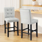 Grey fabric dining chair set with chair legs and seat detailing