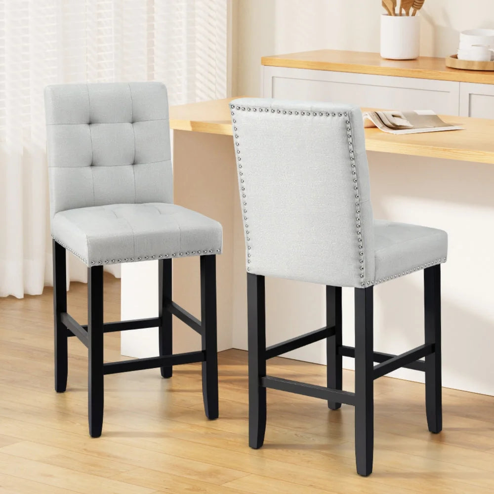 Artiss 2x Bar Stools Kitchen Dining Chairs Counter Fabric