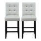 Grey fabric dining chair set with counter-height legs and footrest