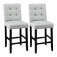Grey fabric dining chair set with seat padding and sturdy legs