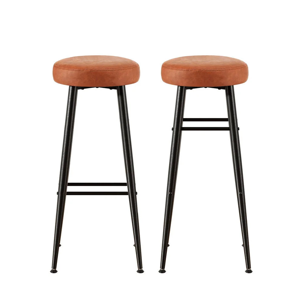 Artiss 2x Bar Stools Kitchen Dining Chairs Counter Round PU