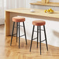 Brown leather bar stools kitchen with lower base and fitted supports