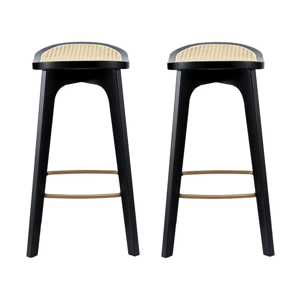 2x Bar Stools Rattan Counter Kitchen Dinning Chair Bamboo