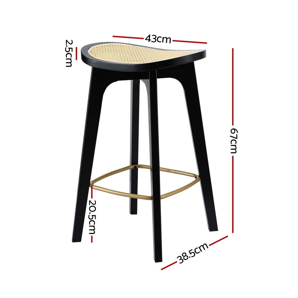 Set Of Two Bar Stools Rattan