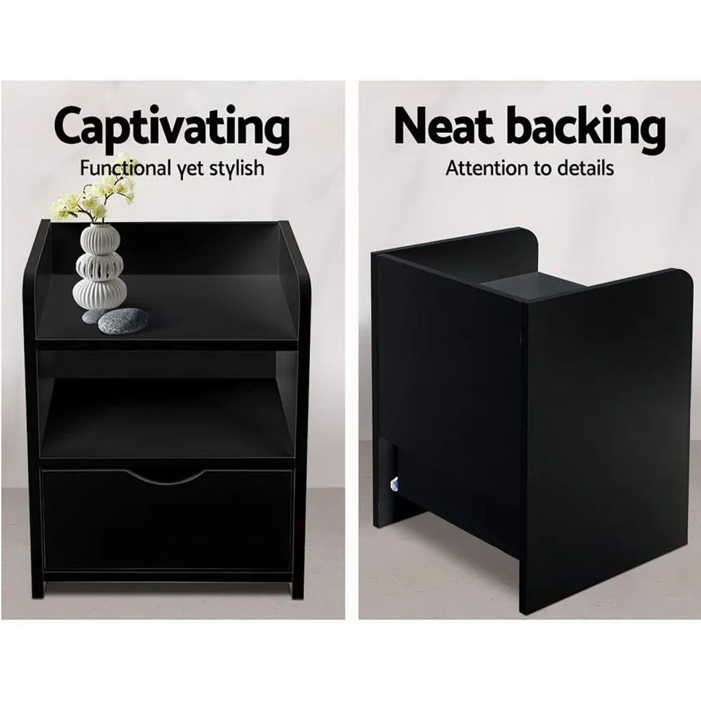 Table with 2x bedside drawer shelf fara