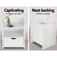 White bedside table with nightstand top and storage drawer