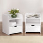 Artiss 2X Bedside Table 1 Drawer with Shelf - FARA White