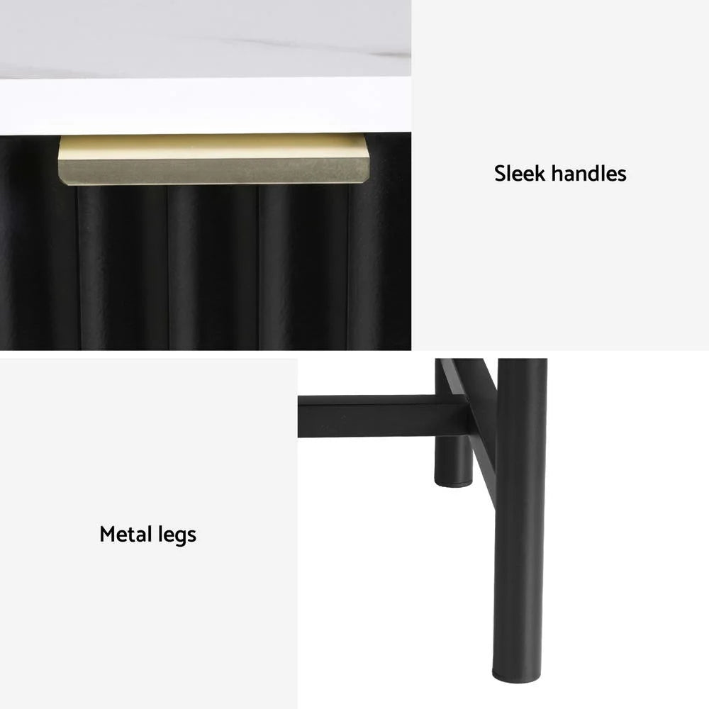 Artiss 2x Bedside Table 2 Drawers - Black - Furniture >