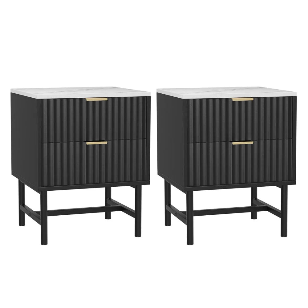 Black 2x 2 table with bedside drawers