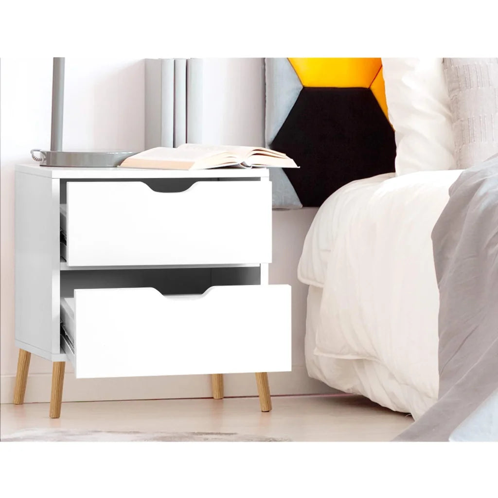 2X Bedside Table 2 Drawers