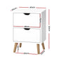 White bedside table with bedside drawers and open shelf