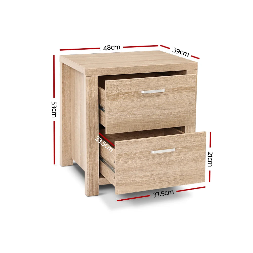 Set Of Two Bedside Table 2 Drawers MAXI