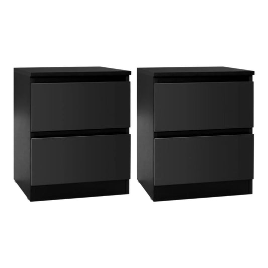 Artiss 2x Bedside Table 2 Drawers - PEPE Black - Furniture