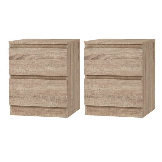 Artiss 2x Bedside Table 2 Drawers - PEPE Oak - Furniture >