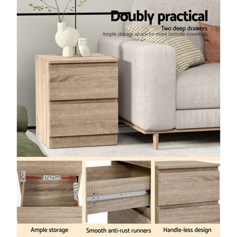 Bedside table with bedside drawers and open shelf