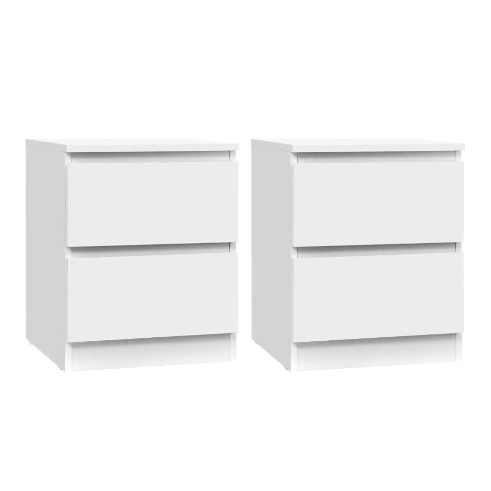 Artiss 2x Bedside Table 2 Drawers - PEPE White - Furniture