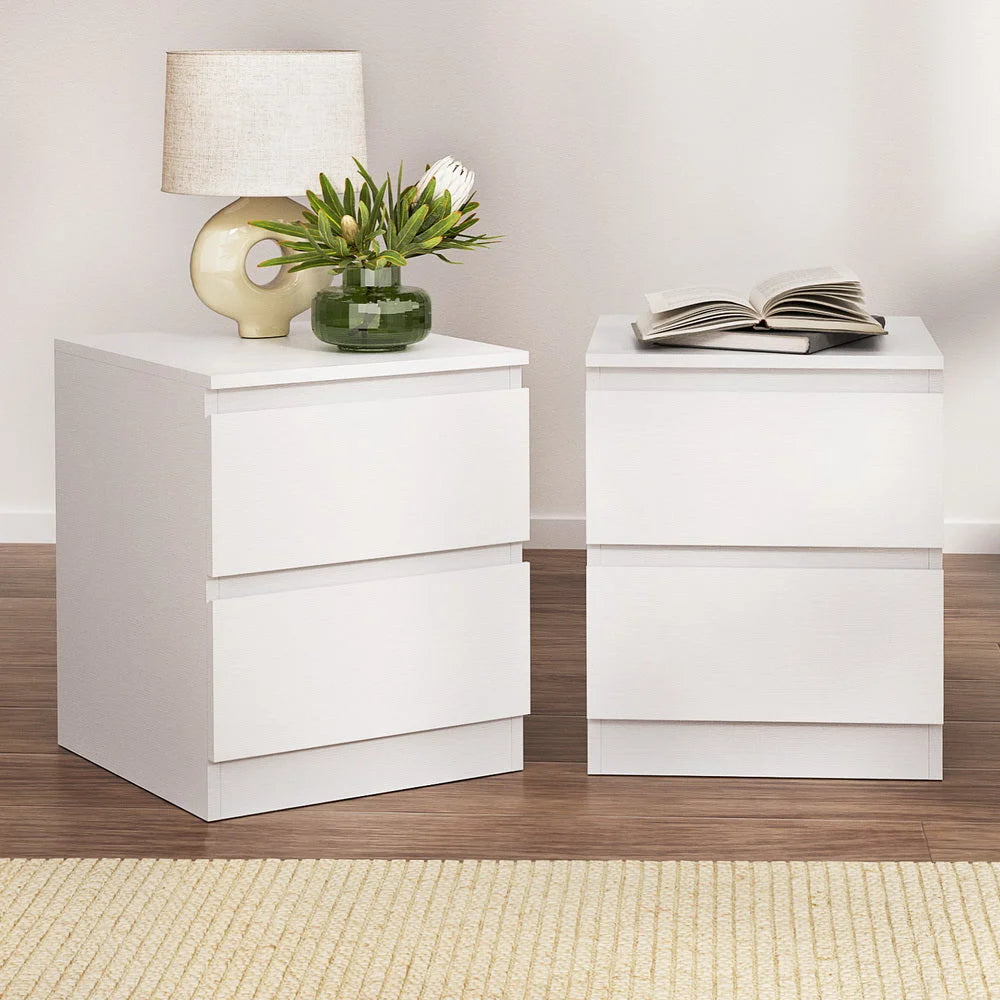 Artiss 2x Bedside Table 2 Drawers - PEPE White - Furniture