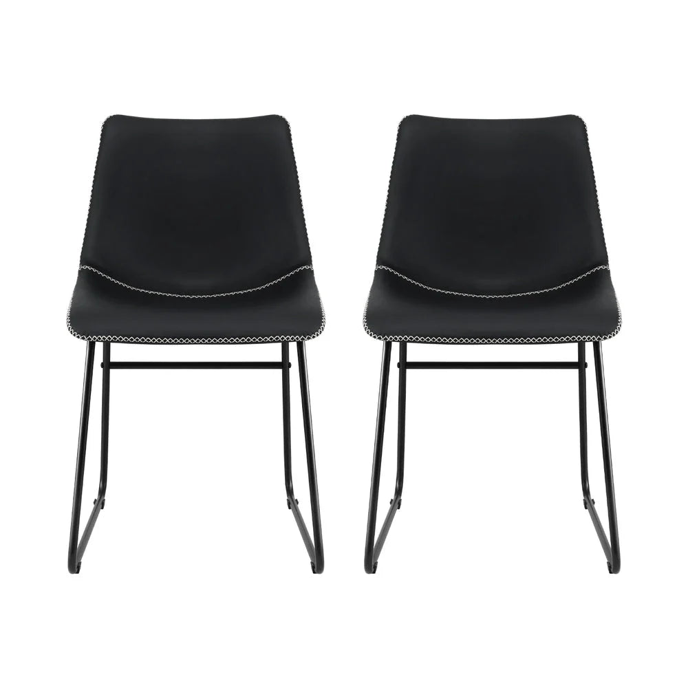 Artiss 2x Dining Chairs Retro PU Leather Kitchen Lounge