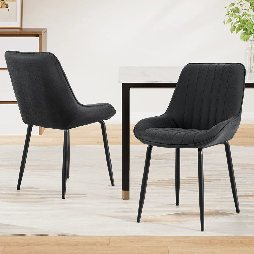 Artiss 2x Dining Chairs Retro PU Leather Kitchen Lounge