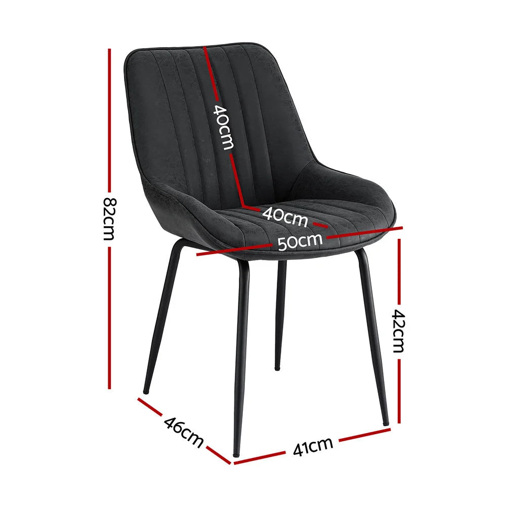 Artiss 2x Dining Chairs Retro PU Leather Kitchen Lounge