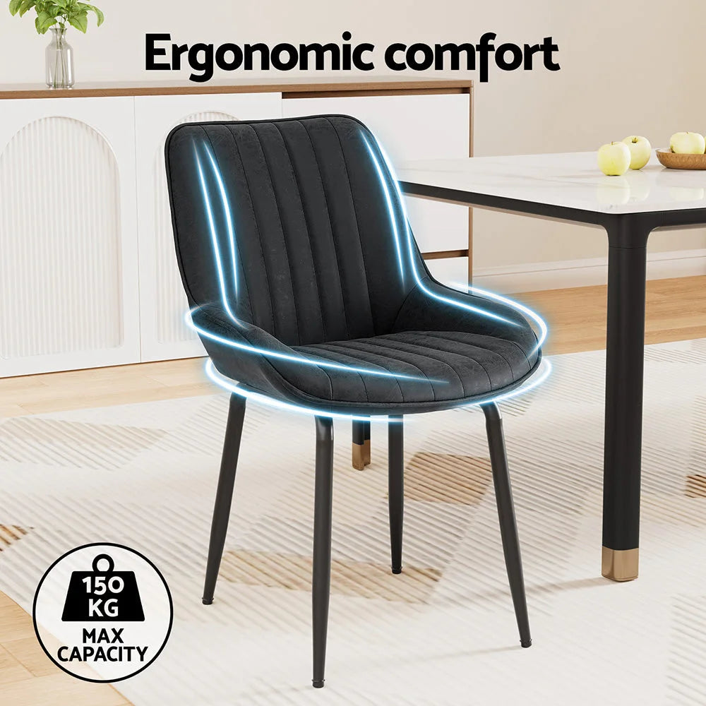 Artiss 2x Dining Chairs Retro PU Leather Kitchen Lounge