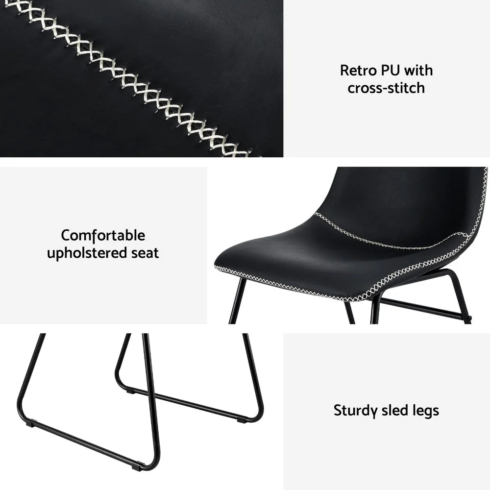Artiss 2x Dining Chairs Retro PU Leather Kitchen Lounge