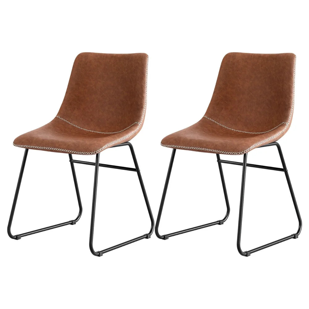 Artiss 2x Dining Chairs Retro PU Leather Kitchen Lounge