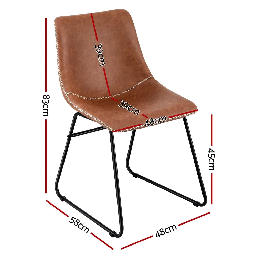Artiss 2x Dining Chairs Retro PU Leather Kitchen Lounge