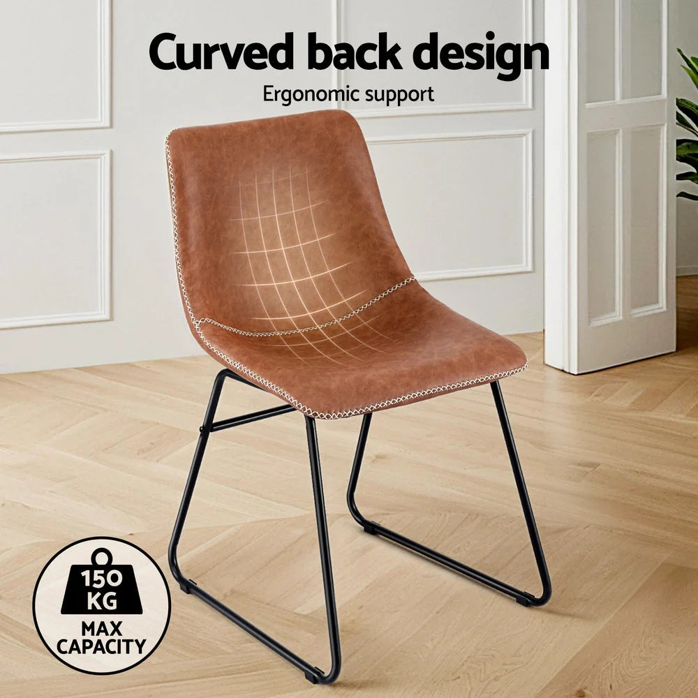 Artiss 2x Dining Chairs Retro PU Leather Kitchen Lounge