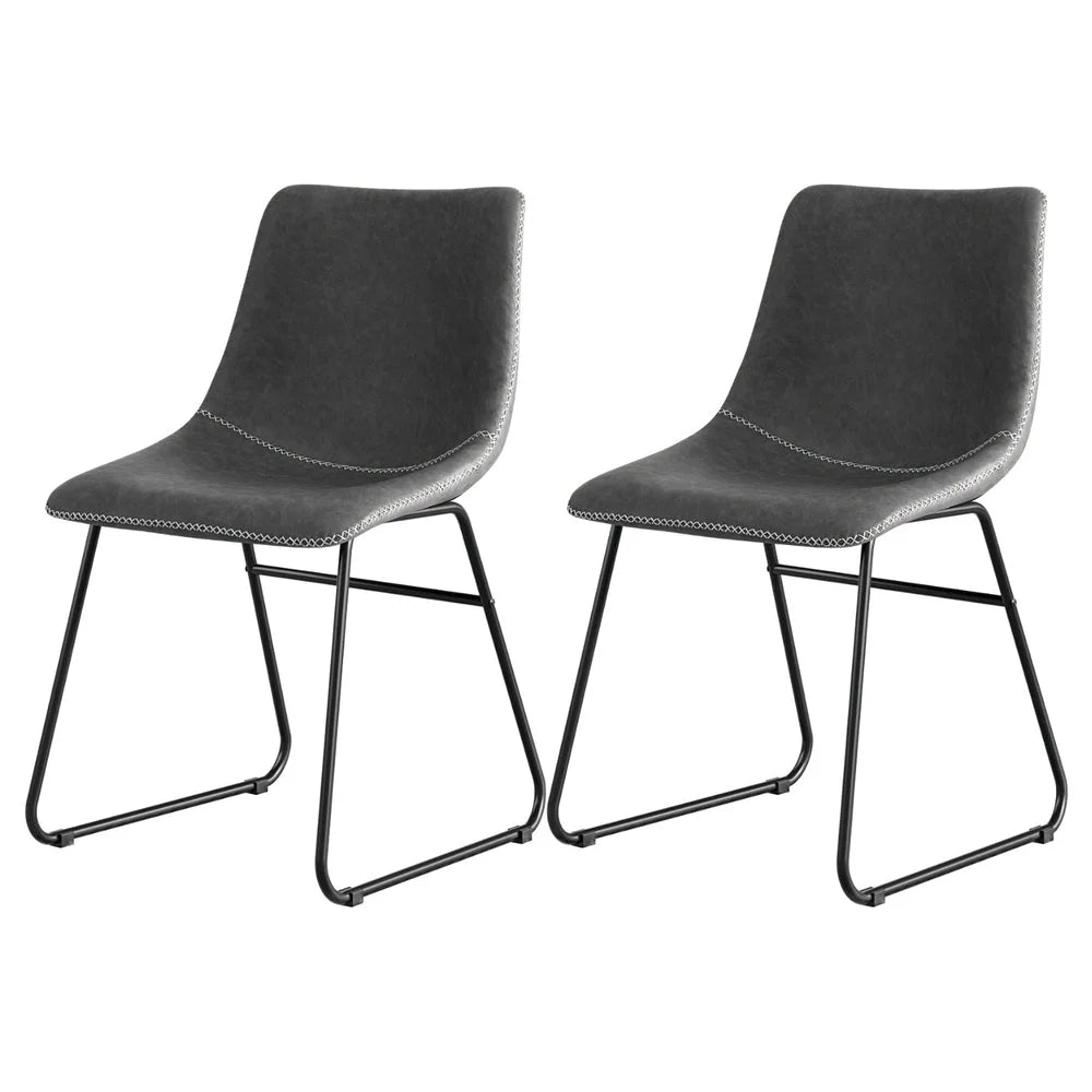 Artiss 2x Dining Chairs Retro PU Leather Kitchen Lounge