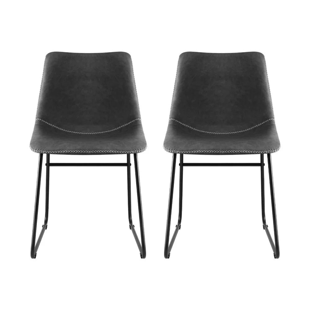 Artiss 2x Dining Chairs Retro PU Leather Kitchen Lounge