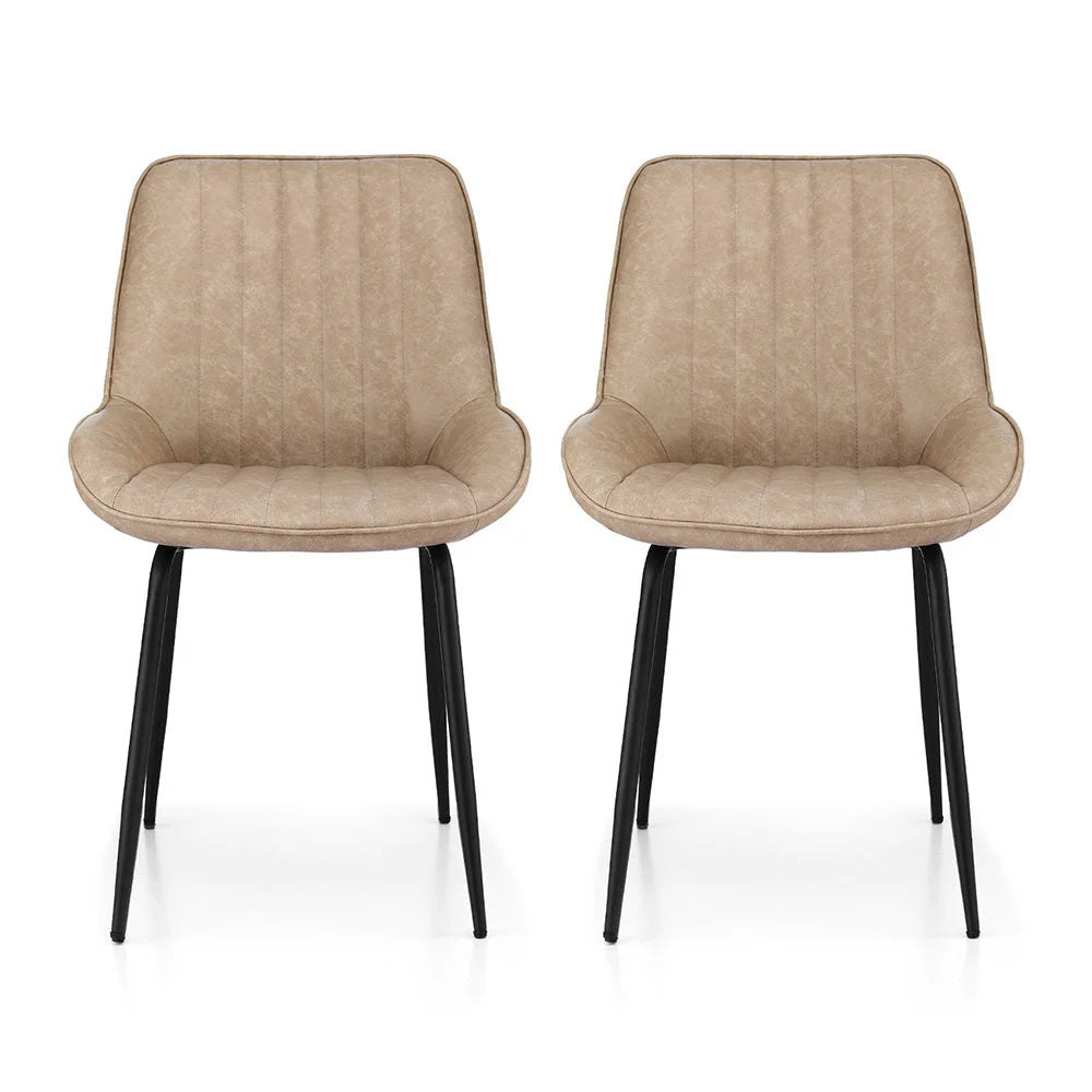 Leather 2x dining chair with chairs retro PU kitchen