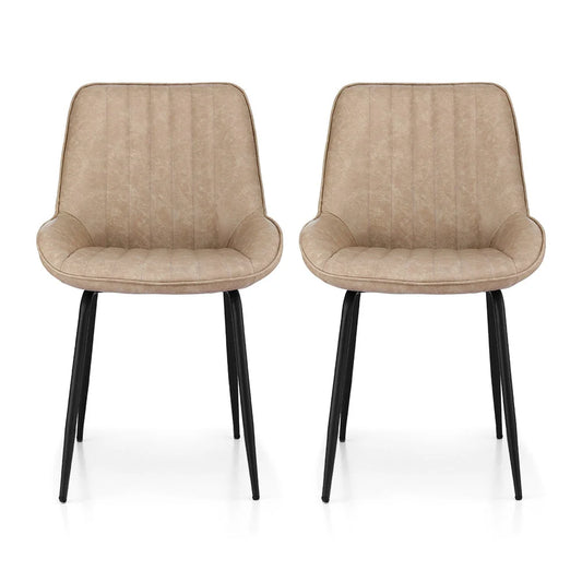 Artiss 2x Dining Chairs Retro PU Leather Kitchen Lounge