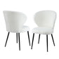 White 2x dining chairs sherpa with boucle wing back