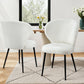 White dining chairs sherpa with frame detail shown