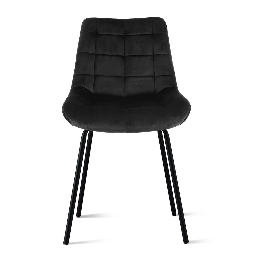 Black velvet dining chair set