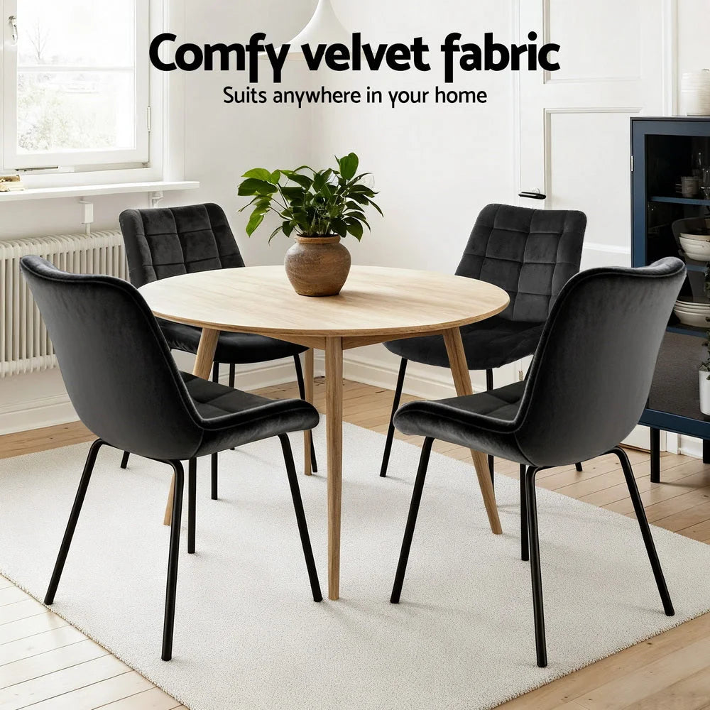 Dining chair with 2x chairs velvet tufted kitchen