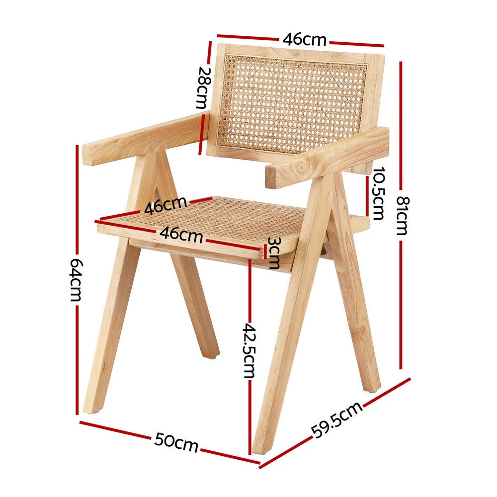 Wooden rattan dining chairs seat with seat back and support frame