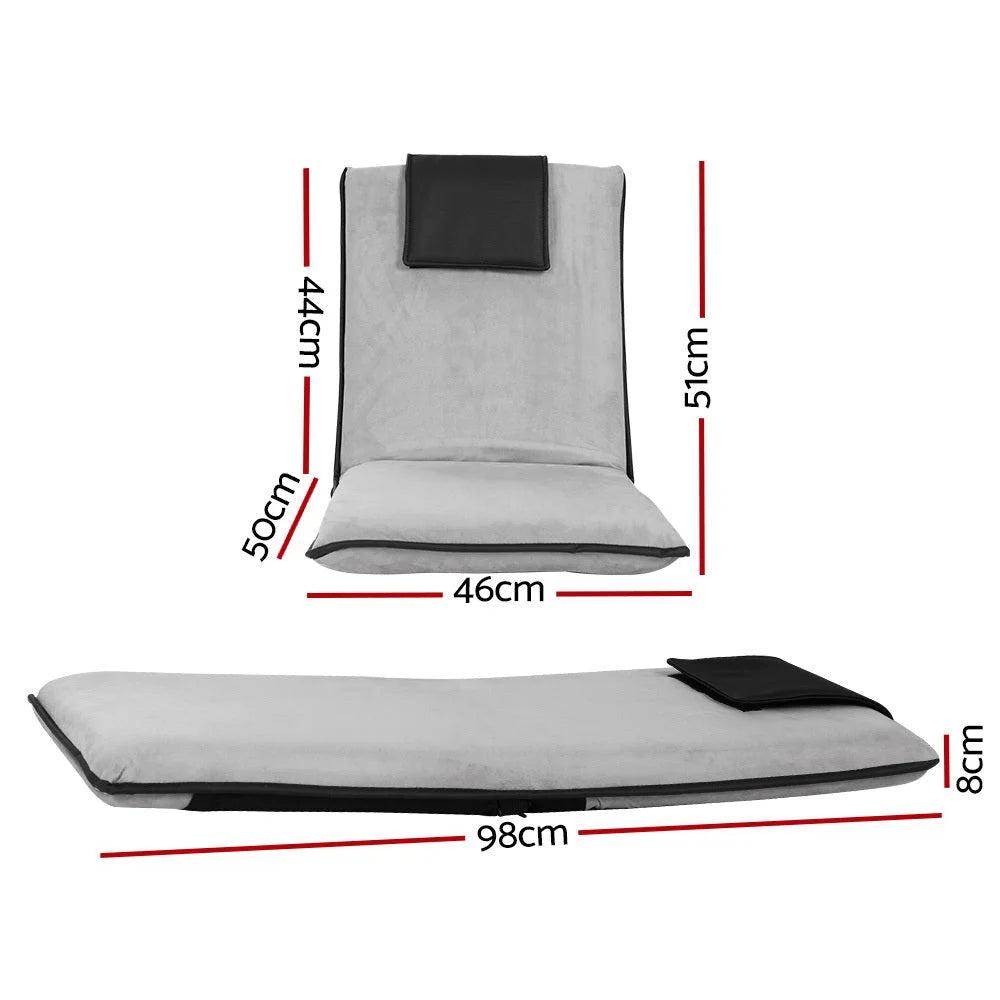 Grey velvet floor lounge sofa with fold-out sofa bed sections and soft upholstery