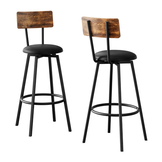 Artiss 2X Industrial Bar Stools Upholstered Counter Chairs