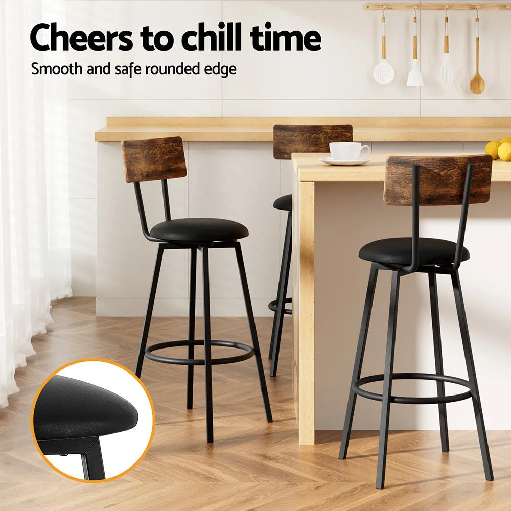 Artiss 2X Industrial Bar Stools Upholstered Counter Chairs