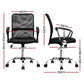 Artiss 2x Mesh Office Chair Mid Back Black - Furniture >