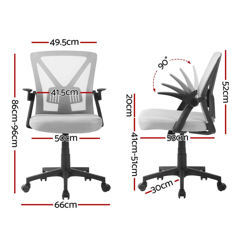 Artiss 2x Mesh Office Chair Mid Back Grey - Furniture >