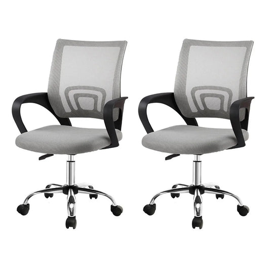Artiss 2x Mesh Office Chair Mid Back Grey - Furniture >
