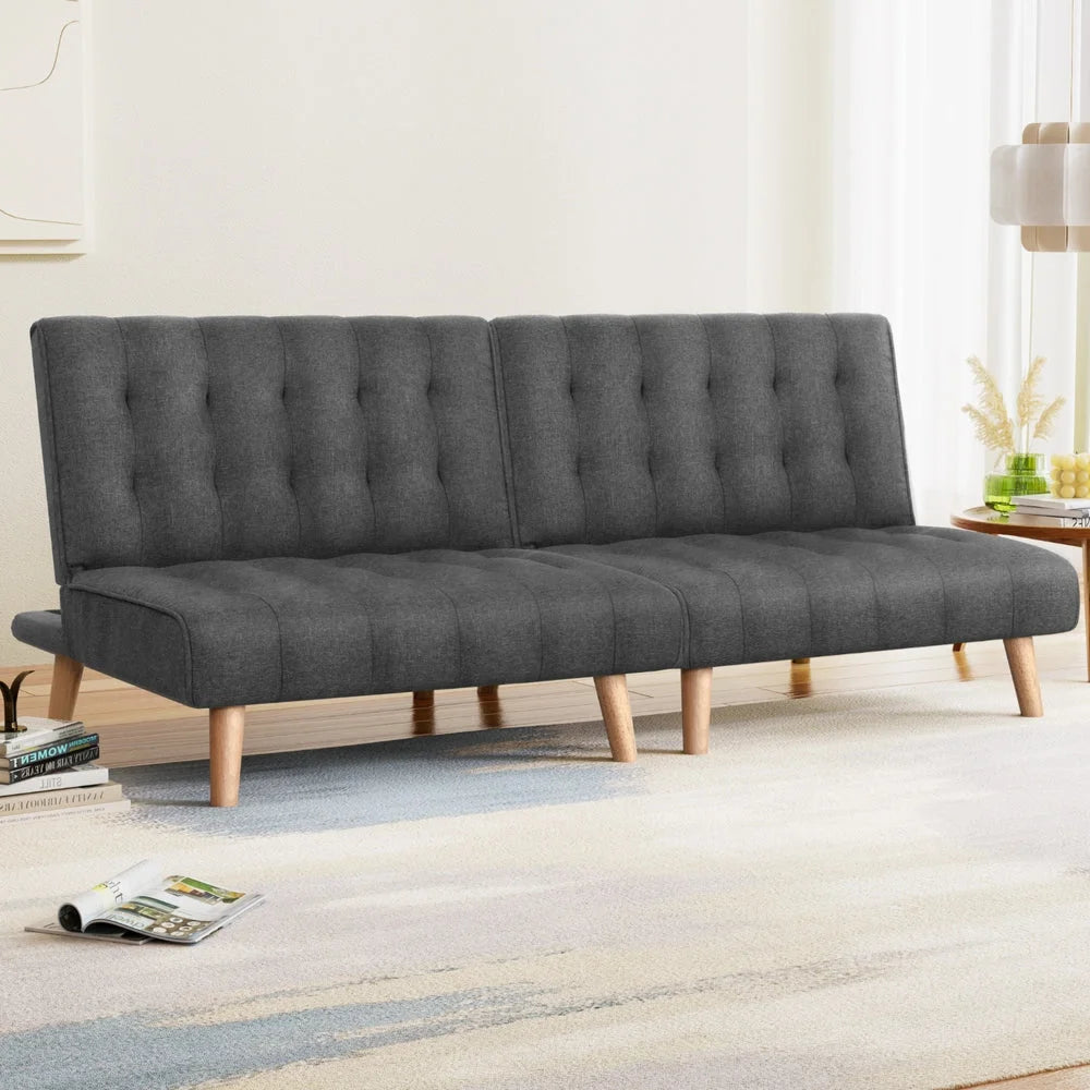 Sofa bed couch with fitted edges and product hardware