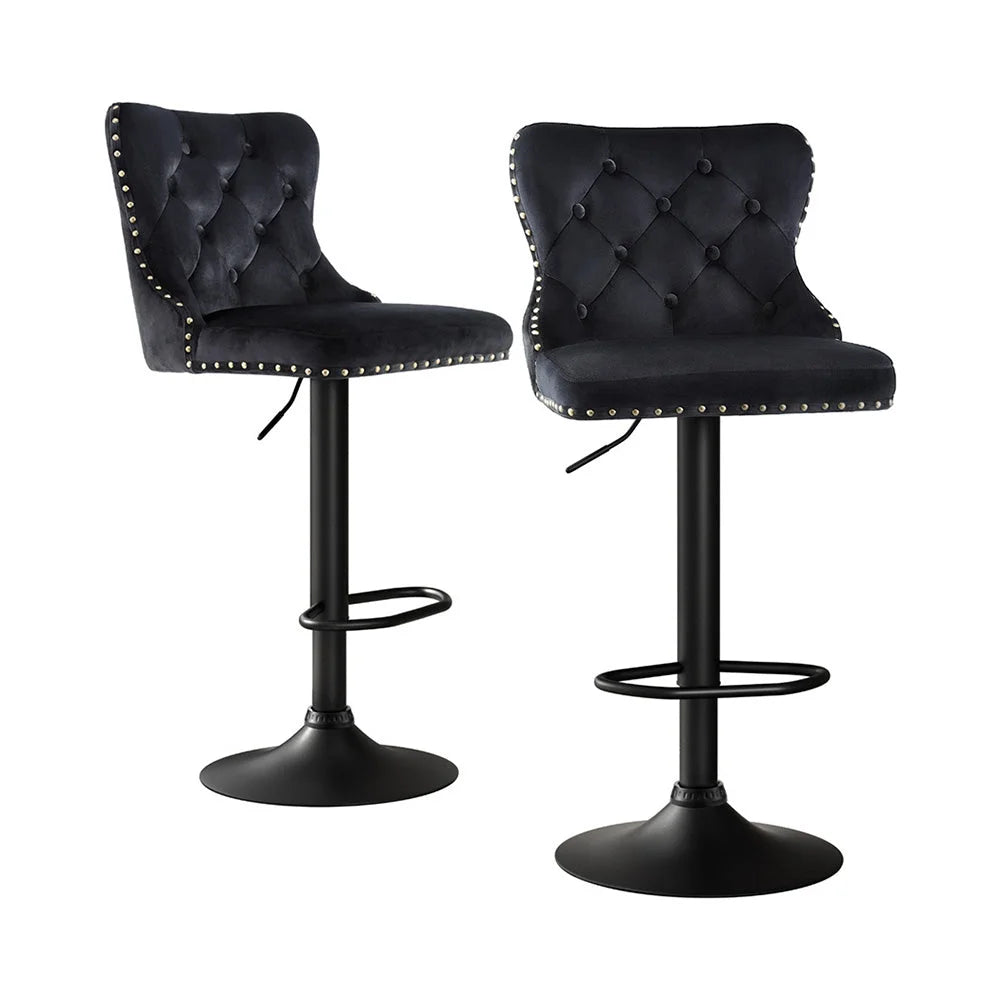 Bar stool with 2x velvet adjustable height