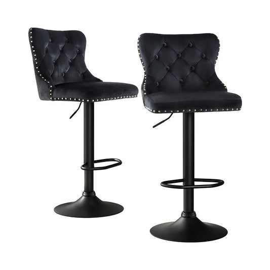 Bar stool with 2x velvet adjustable height